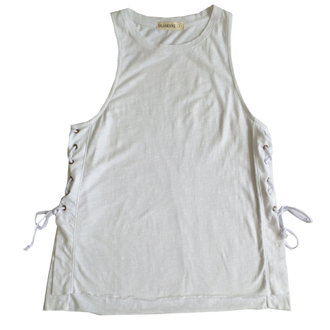 Cute Sleeveless White Top with side ties